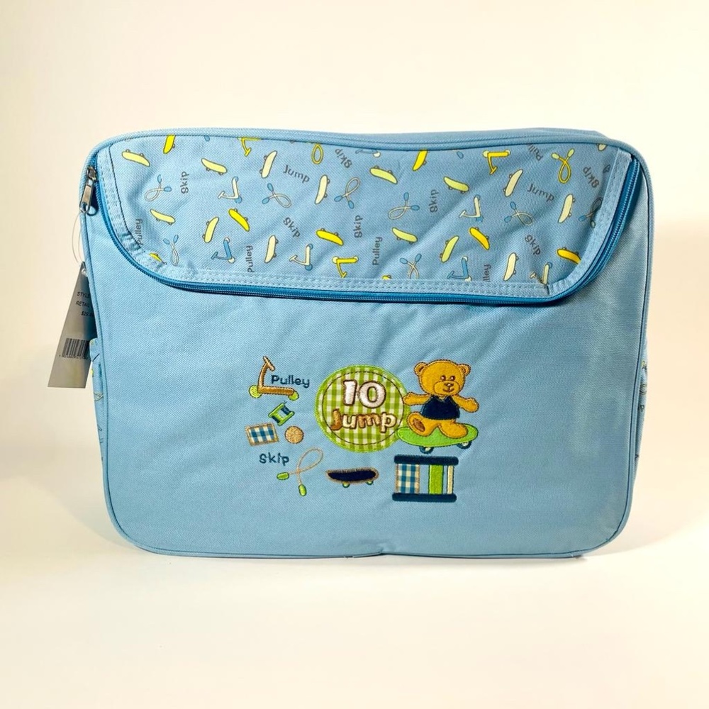 Baby Giggles Light Blue Baby Bag with Embroidered Front Pocket